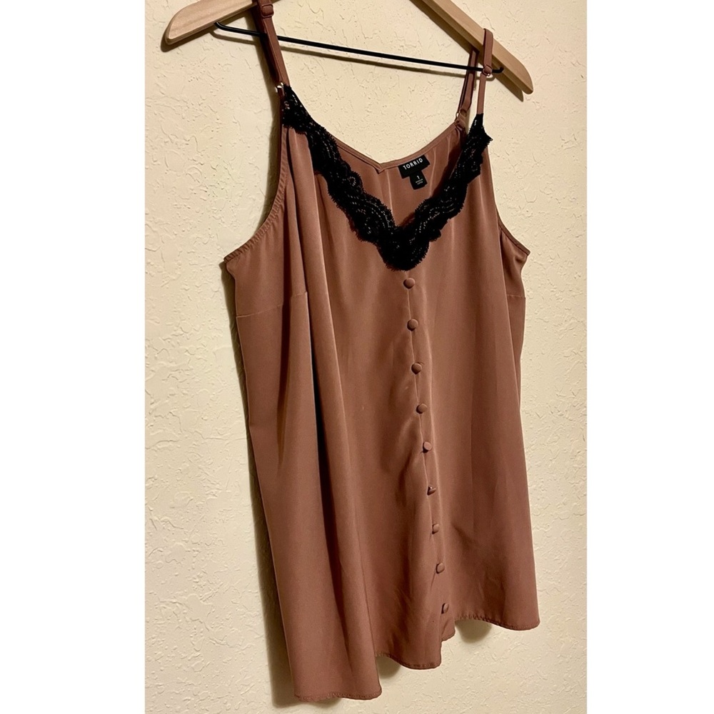 Gu Torrid Mauve & Black Chablis Button Down Lace … - image 1